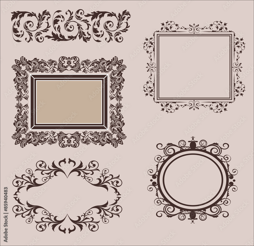Set of Calligraphic Design Elements and Page Decoration Set of Calligraphic Design Elements and Page Decoration