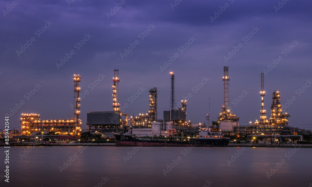 oil refinery in the morning light