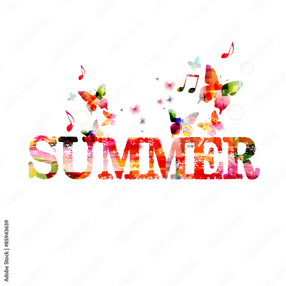 Colorful vector summer background with butterflies