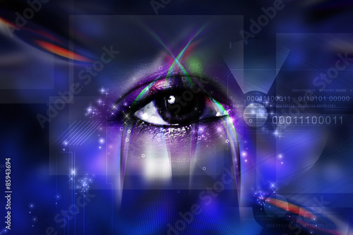 Digital illustration of an eye scan as concept for secure digita