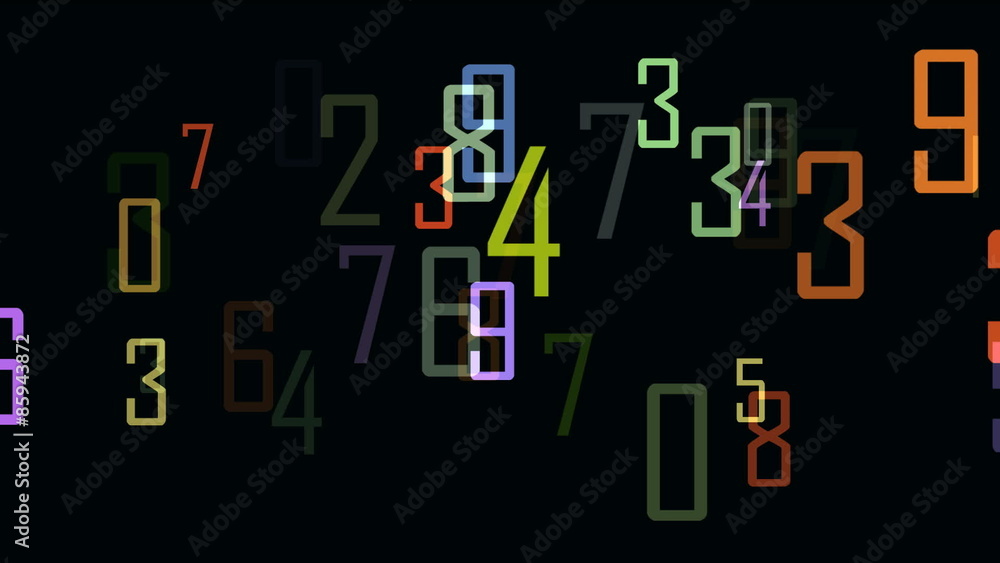 Fading numbers on black background Fading numbers on black background
