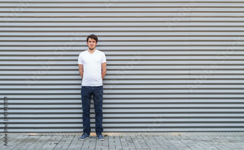 Portrait of a man on a metal background