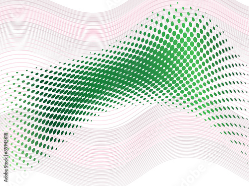 Abstract halftone green wave with blend effect