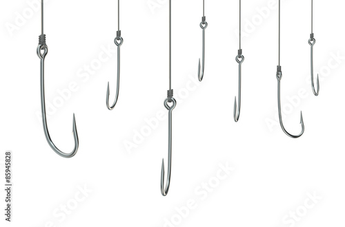 Papier peint group empty fishing hooks on fishing line