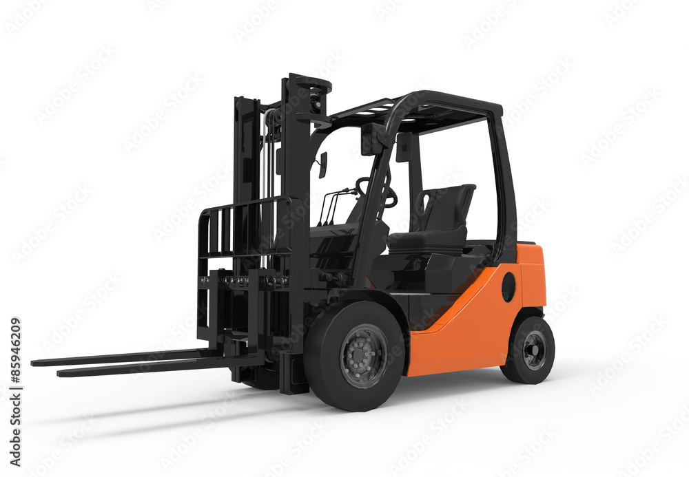 Forklift truck on a white background