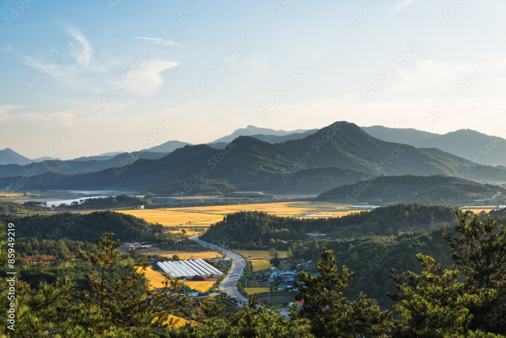 layers of mountain in Korea