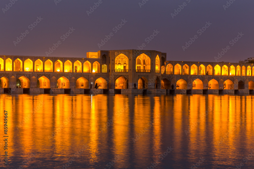 The ancient Khaju Bridge, (Pol-e Khaju), in Isfahan, Iran