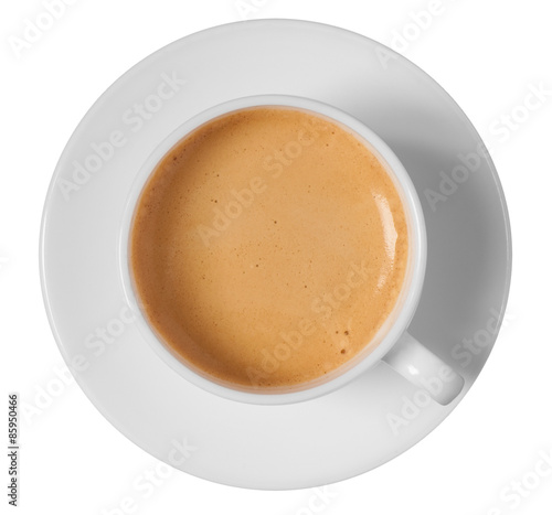 Принти на полотні coffee cup and saucer top view isolated on white background
