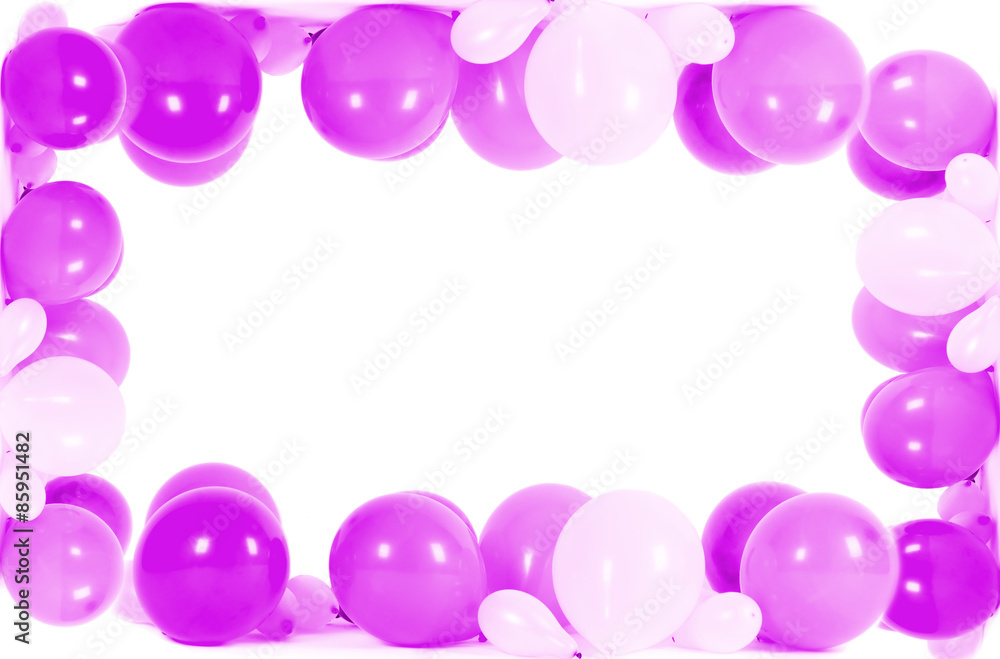 Colourful balloons isolated in shape of frame Colourful balloons isolated in shape of frame
