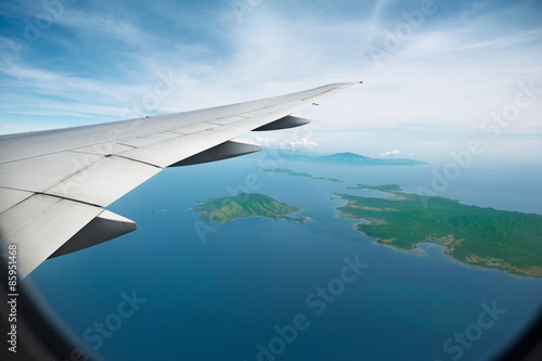 Aerial View of jet plane wing