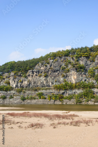 steep cliff with river in Andong