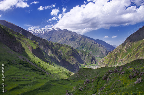 View on beautiful caucasian mountains