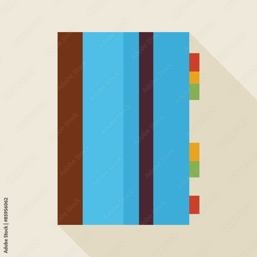 Vector Flat Business Office Notepad Illustration with long Shadow Vector Flat Business Office Notepad Illustration with long Shadow