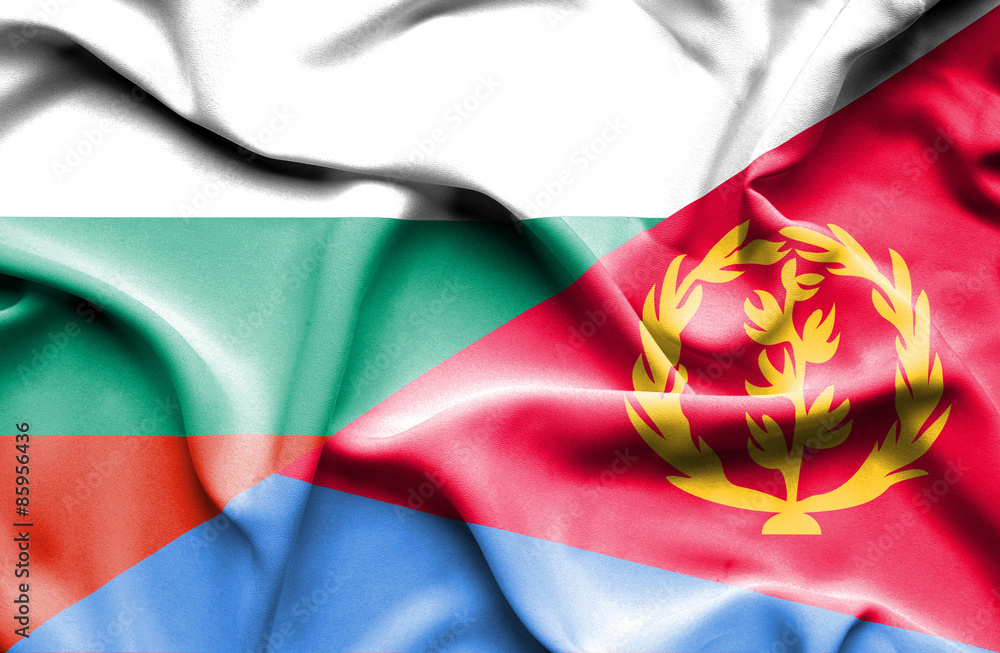Fototapeta premium Waving flag of Eritrea and Bulgaria
