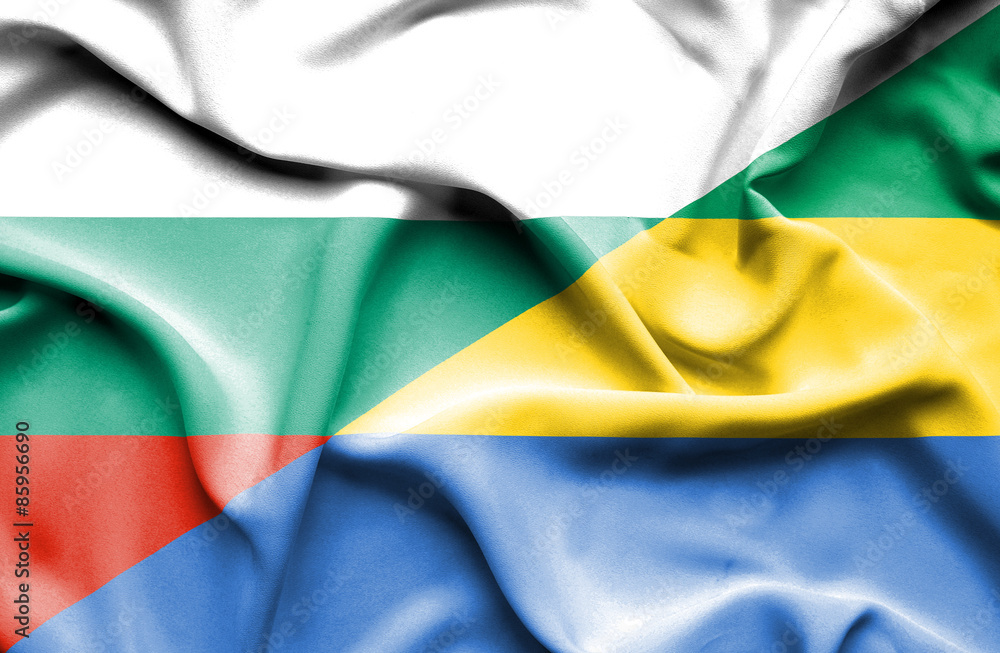 Waving flag of Gabon and Bulgaria Waving flag of Gabon and Bulgaria