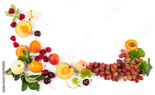 Fototapeta Naklejka Na Ścianę i Meble -  View from above of colorful fruits frame