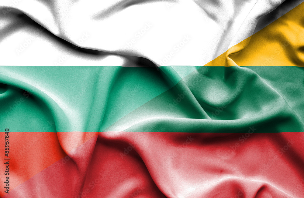 Waving flag of Lithuania and Bulgaria Waving flag of Lithuania and Bulgaria