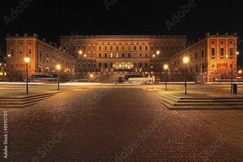 Photography Swedish royal palace in Stockholm at night