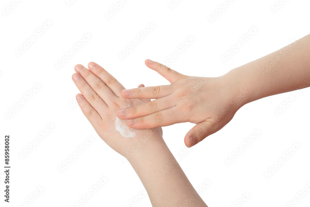 white lotion on a hand