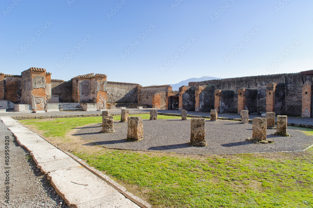 ruined market place in Pompeii.
