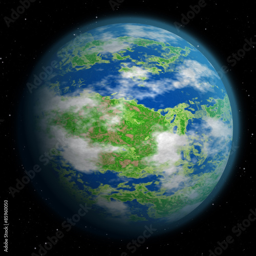 Fototapeta Naklejka Na Ścianę i Meble -  Illustration of fantasy Earth like planet