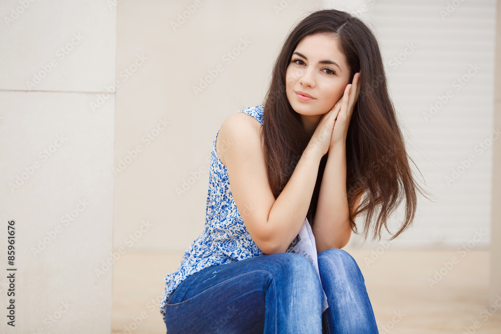 beautiful smiling girl outdoor woman summer