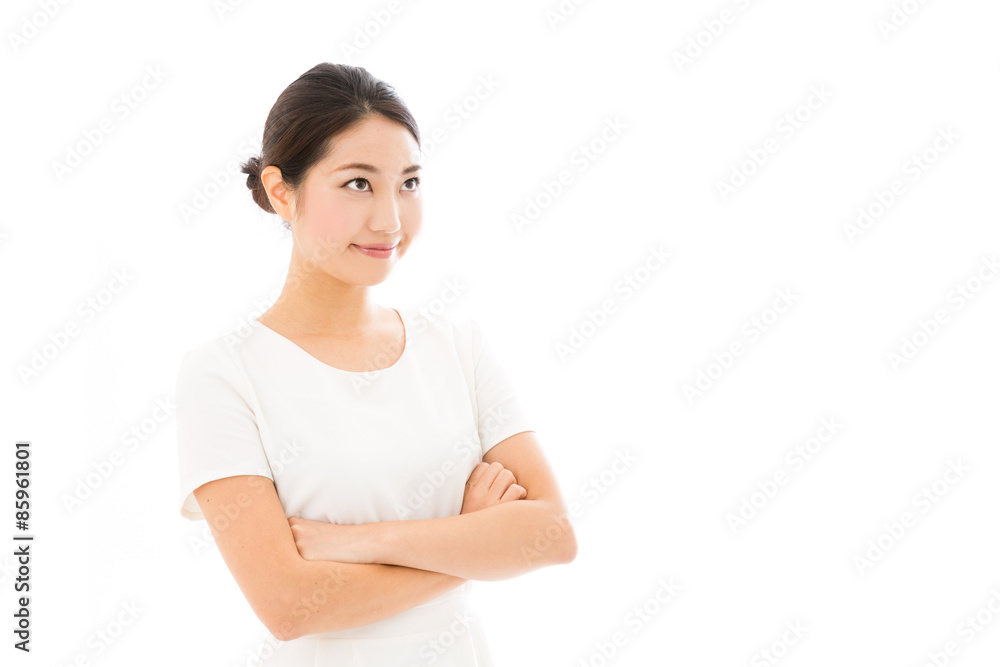attractive asian woman on white background attractive asian woman on white background