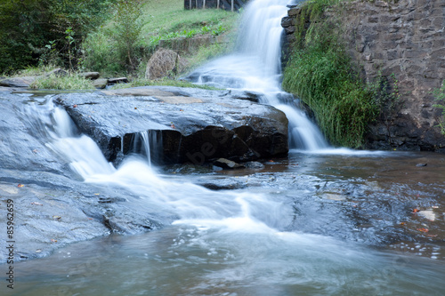 Waterfall on rocks below