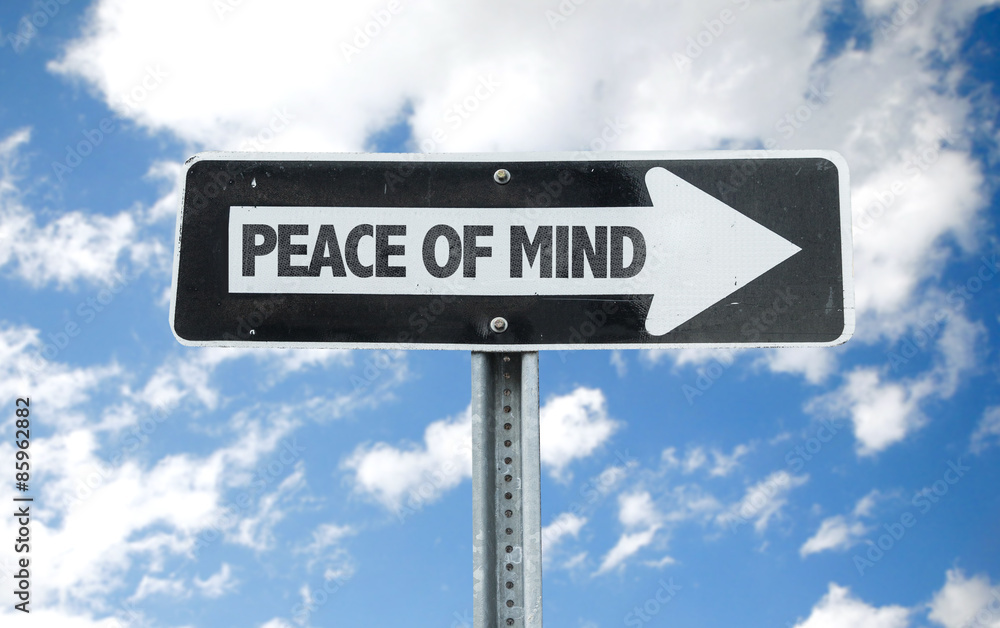 Peace of Mind direction sign with sky background Peace of Mind direction sign with sky background