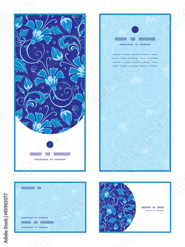 Vector dark blue turkish floral vertical frame pattern