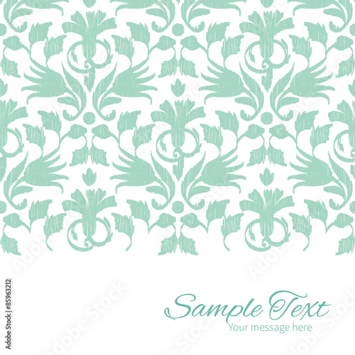 Vector abstract green ikat horizontal border card template