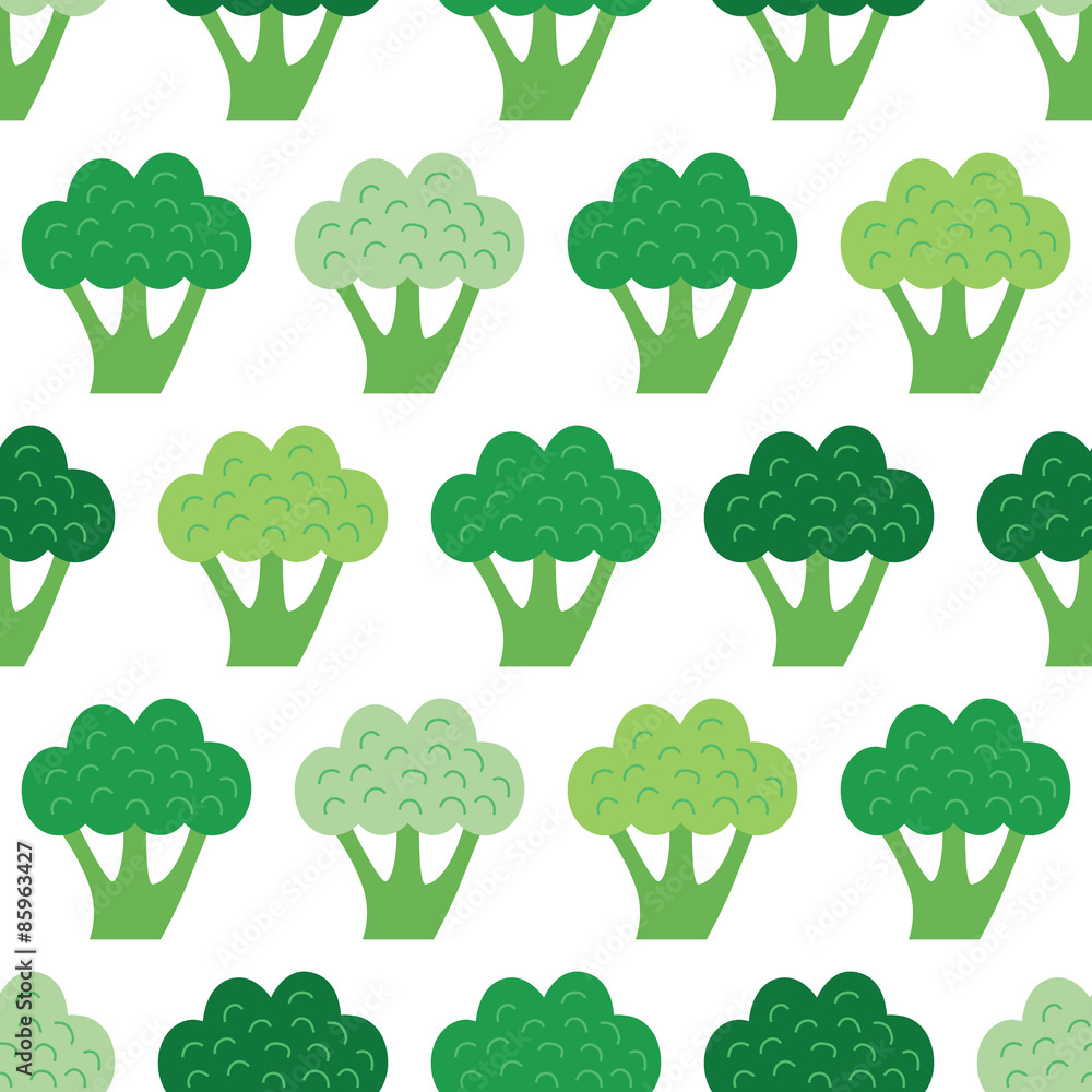 Vector Fun Broccoli Seamless Pattern
