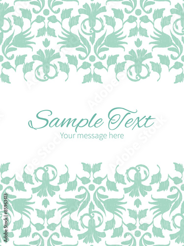 Vector abstract green ikat vertical double borders frame