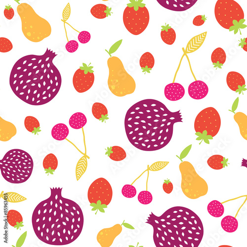 Vector Fun Colorful Fruit Seamless Pattern