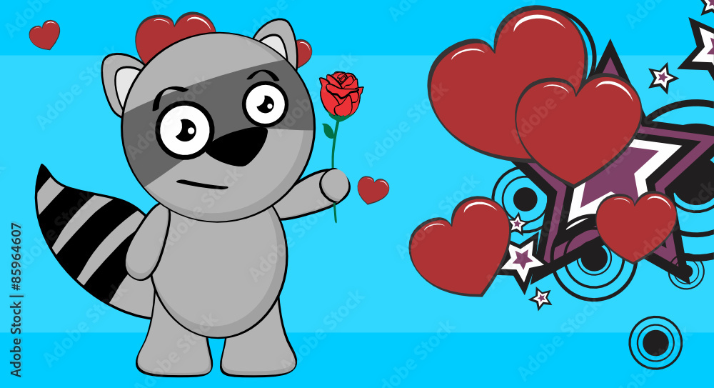 sweet raccoon cartoon expression valentine background in vector format sweet raccoon cartoon expression valentine background in vector format
