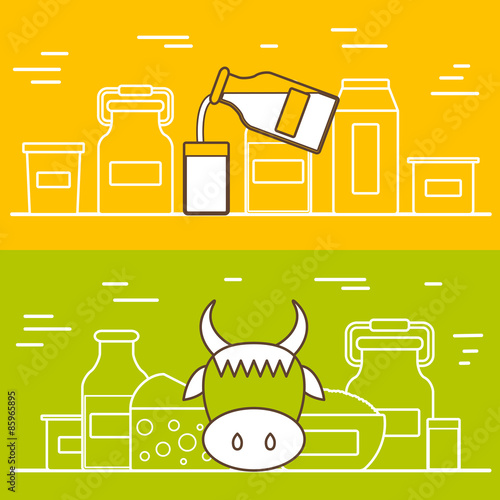 Milk products vector concept with flat objects