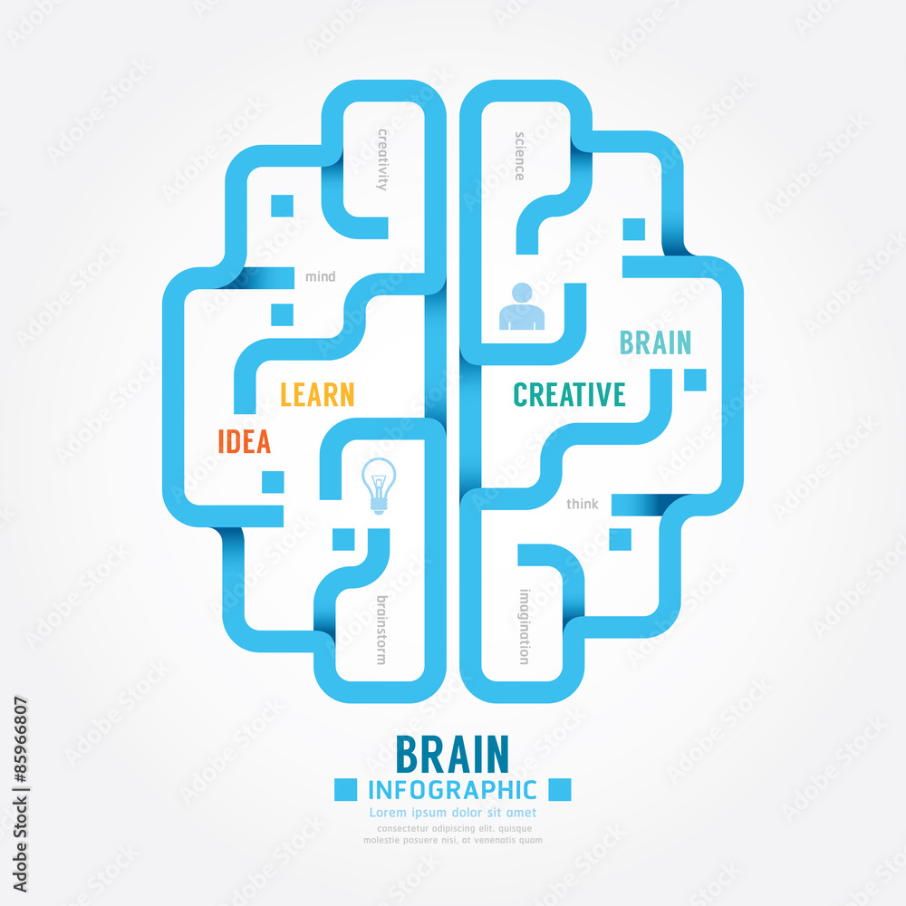 infographics vector blue paper brain design diagram line style infographics vector blue paper brain design diagram line style