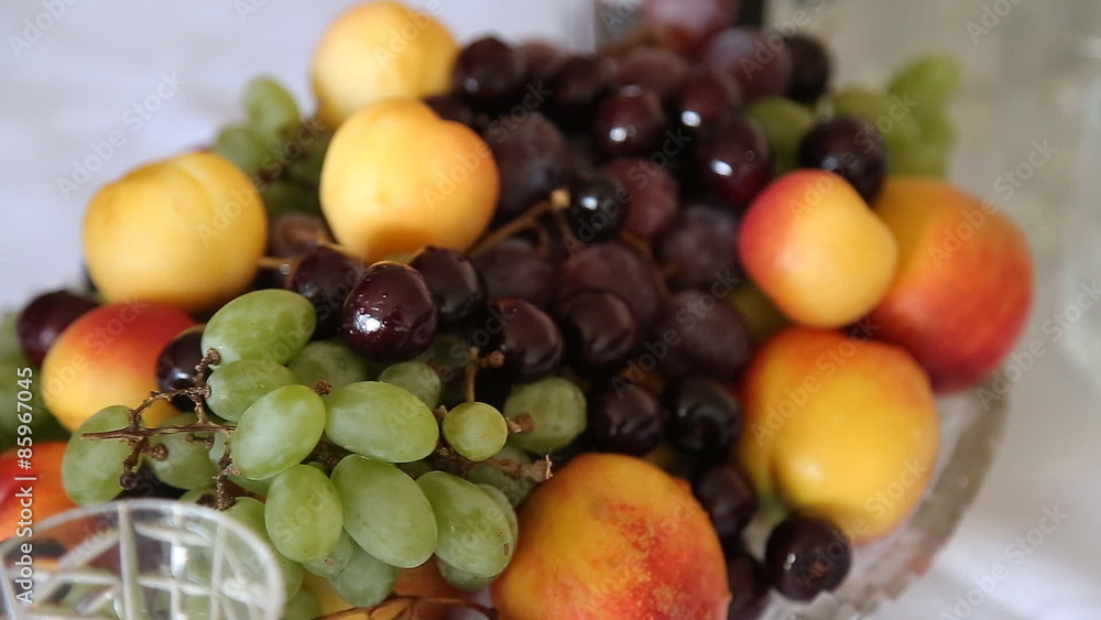 Still life with cherry, grape, and peach Still life with cherry, grape, and peach
