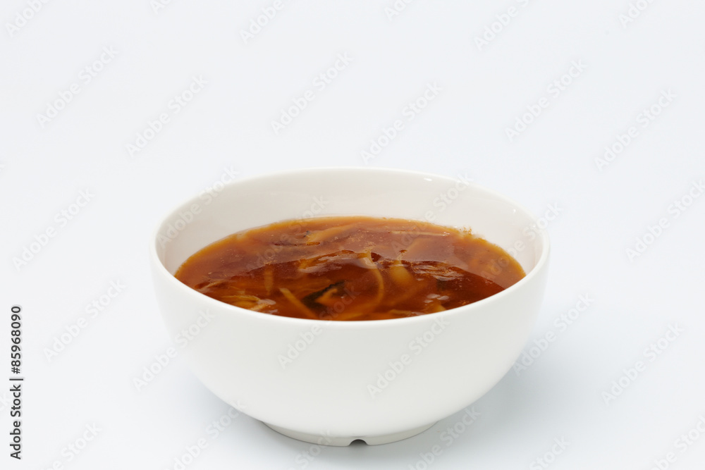 Vegetarian soup in white cup. Vegetarian soup in white cup.