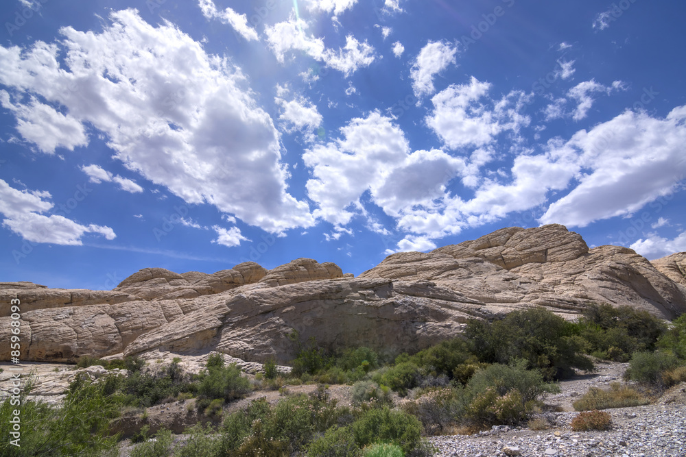 Nevada rock formations in desert