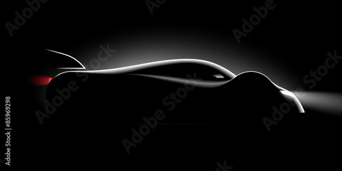 realistic sport car coupe side view in the dark