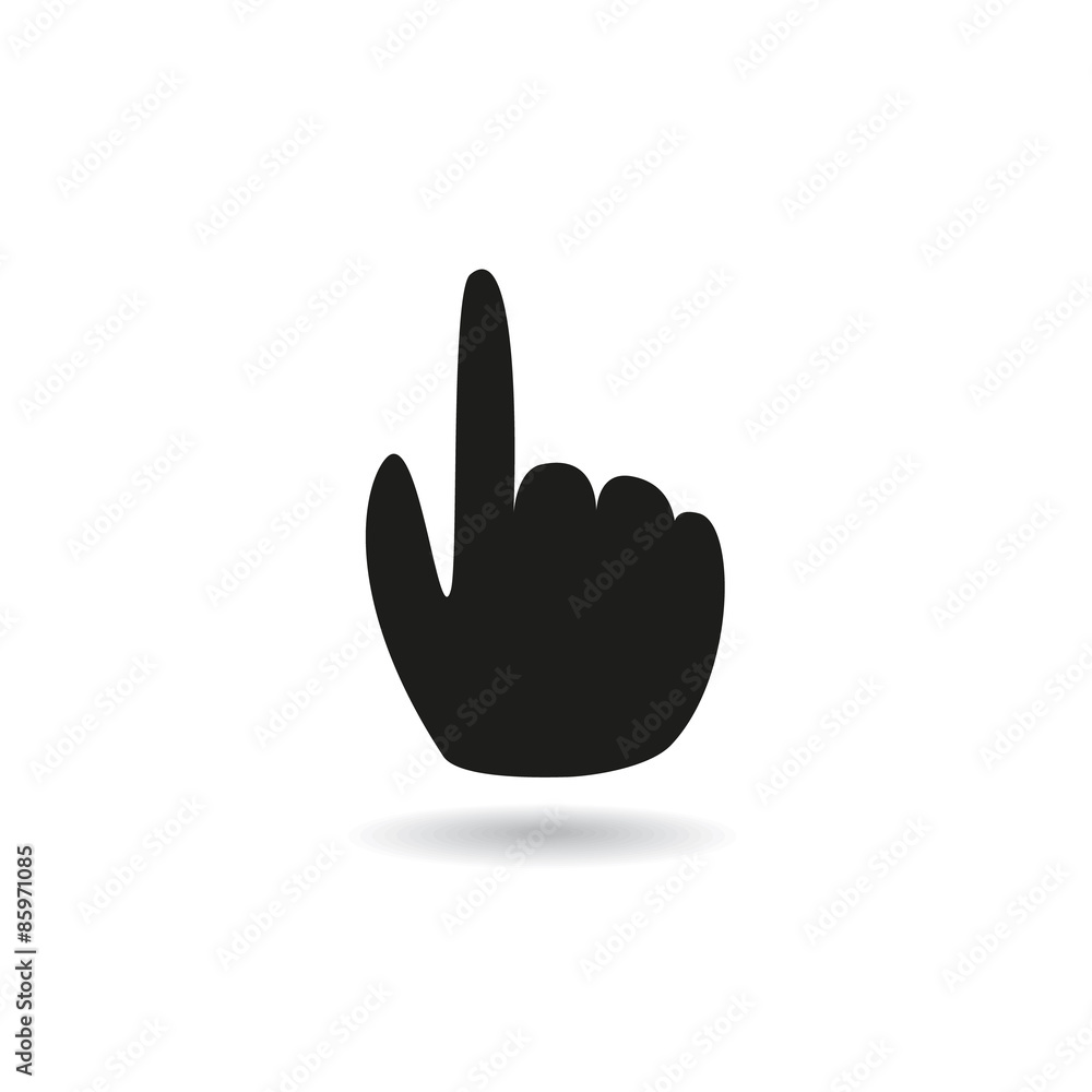 Obraz premium The black silhouette of the hand on an isolated background