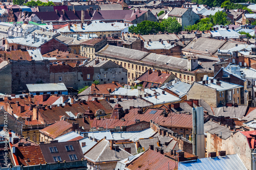 lviv at summer, view from City Hall.