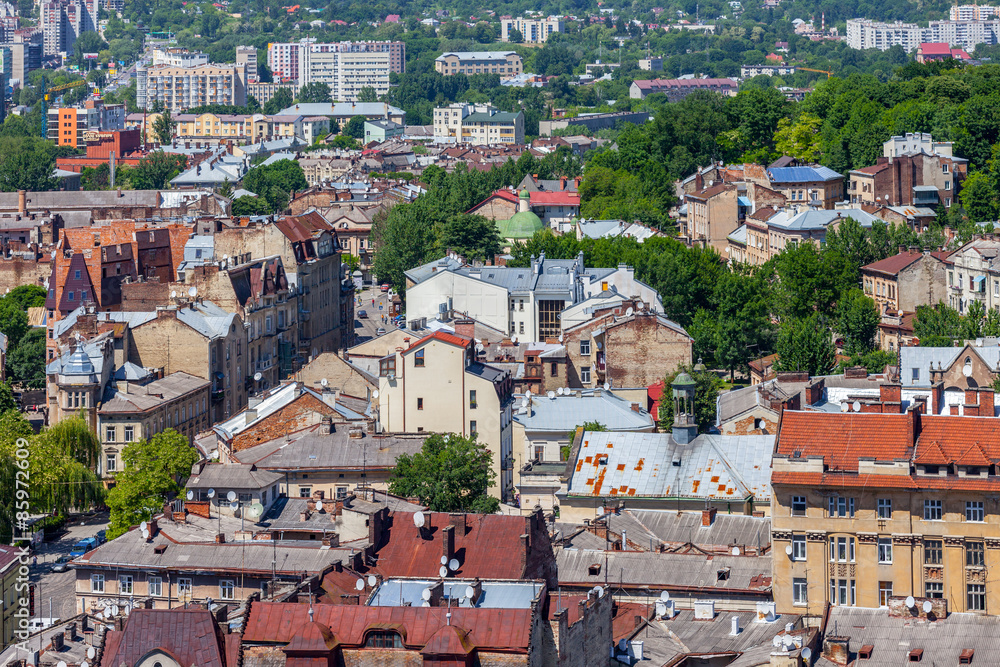 lviv at summer, view from City Hall.