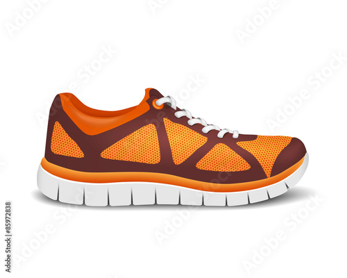Realistic bright sport shoes for running. Vector illustration