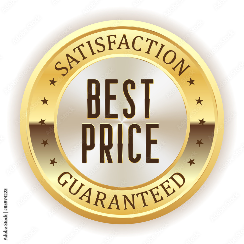 Gold best price badge on white background