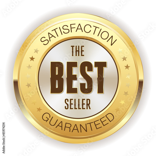 Gold best seller badge on white background