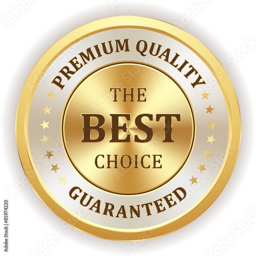 Gold best choice badge on white background