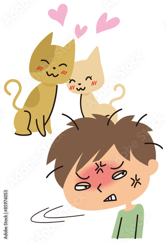 猫のカップルに怒る独身男性