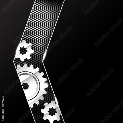Abstract background black and chrome gear vector illustration 00